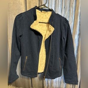 Girls Moto style zip up with fur